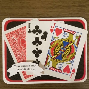 Spielkarte / Geburtstagskarte / Ass / Kartenspiel / rot / schwarz / Shuffle / Happy Birthday / handgestempelt / handgemacht / gute Besserung