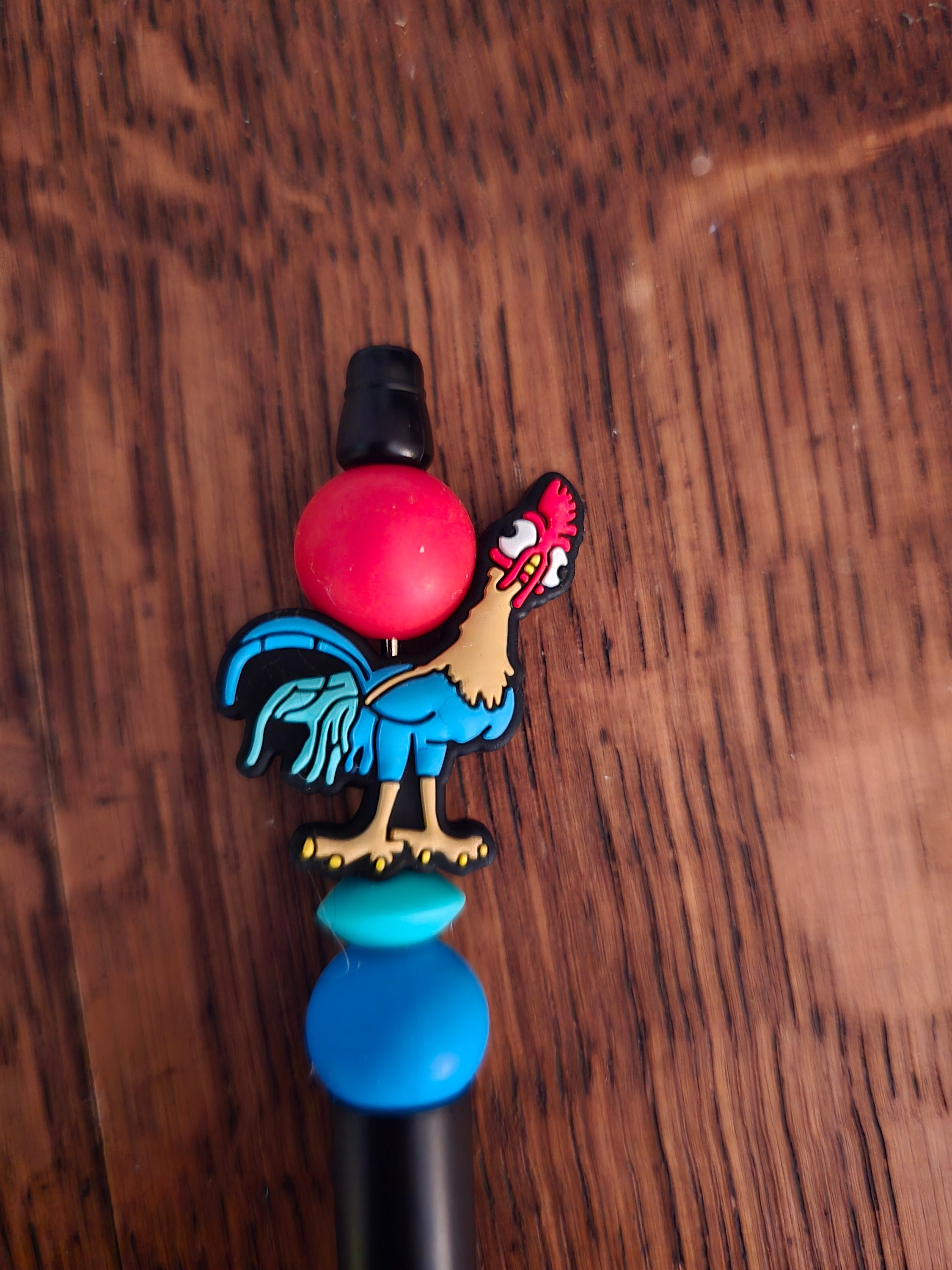 Chicken Beaded pen/ Hei Hei / silicone beads / sidekick / ballpoint / moana / black /animal / writing tool - Thumbnail 2