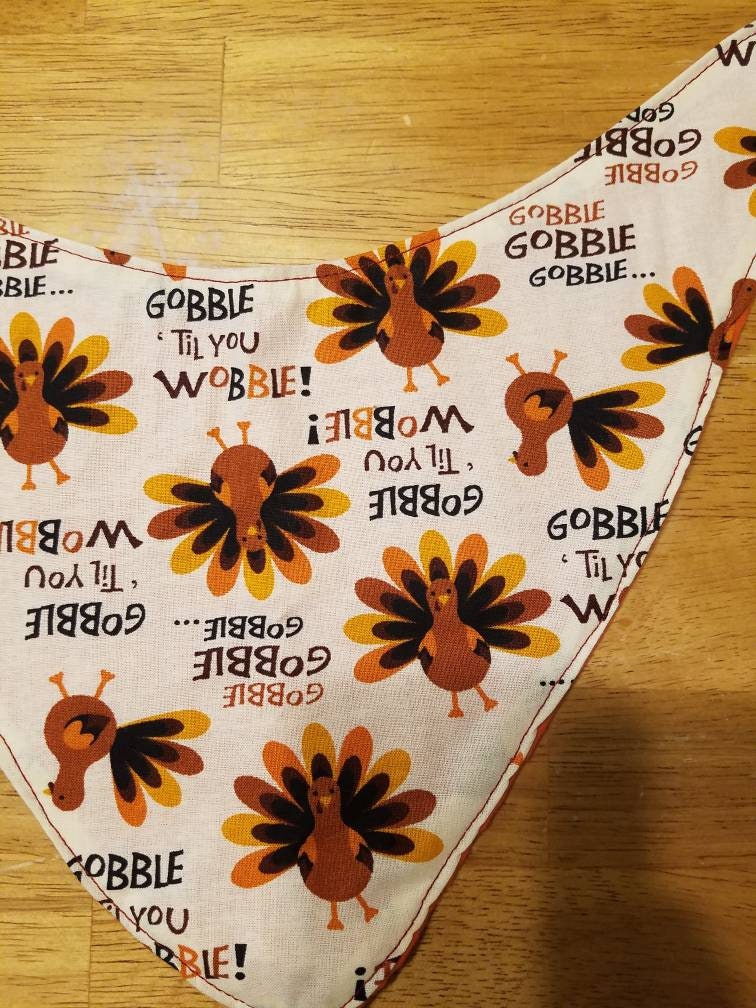 Gobble Baby Bib / Gobble Till you Wobble / Turkey / Thanksgiving / baby / bib / bandana / orange - Thumbnail 2