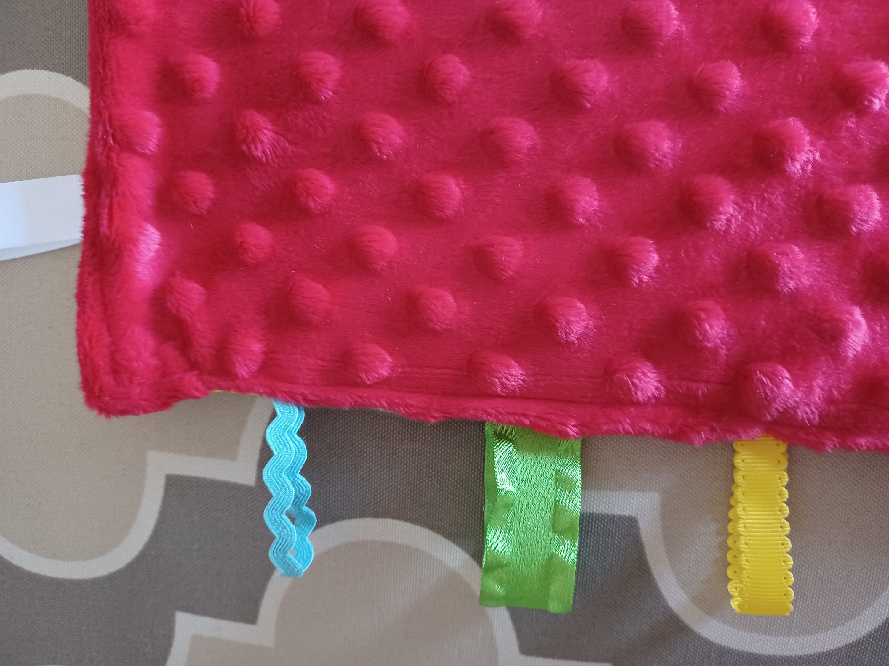 Farm Animal Mini Blanket / baby / farm / animals / minky / flannel / ribbons / textures / lovey / 11 inches square - Thumbnail 5