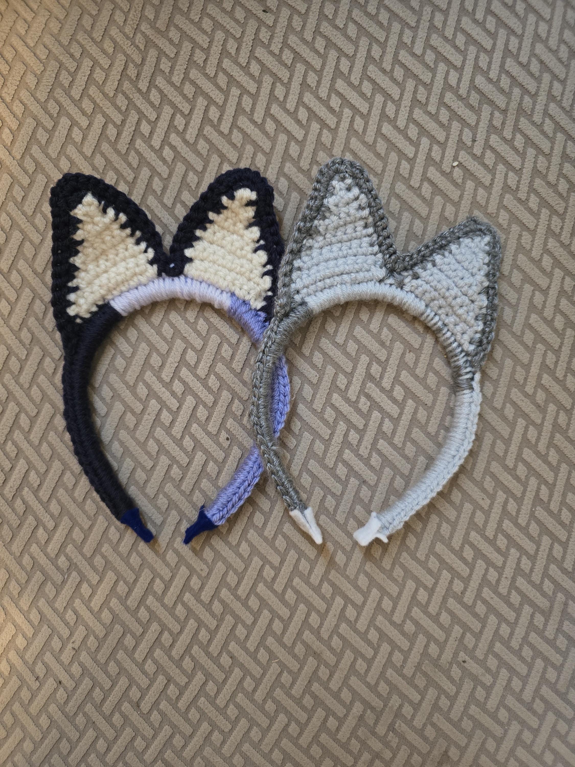 Dog Ear Headbands "Cousins" /Children dress-up / headband / crocheted / handmade / Australia / Heeler / blue / muffin / socks / gray / Bluey