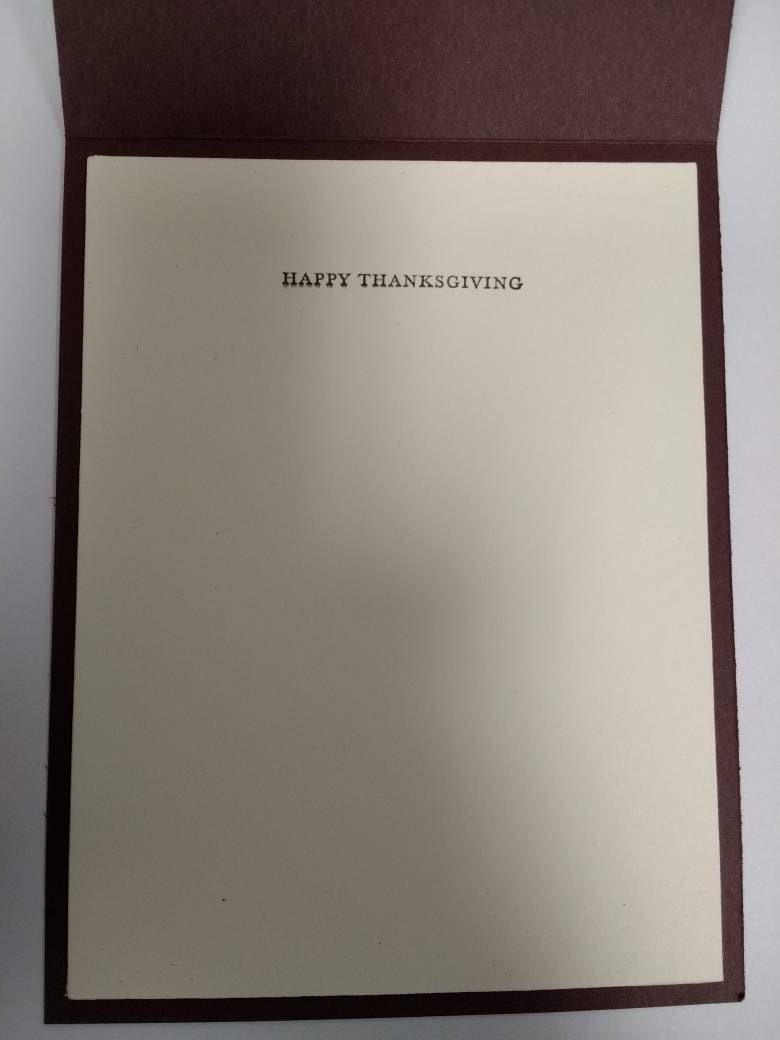 Pilgrim / Thanksgiving / greeting card / buckle / ribbon / stitched / handcrafted / hand stamped (individual card) - Thumbnail 2