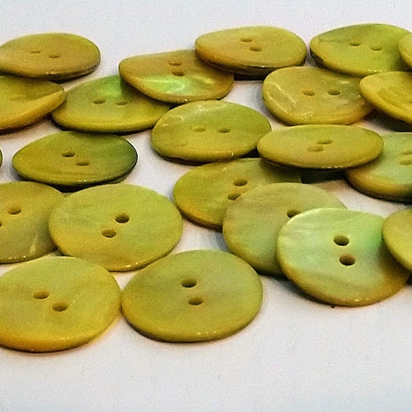 20mm, 15mm or 11mm Gold/Yellow Mother of Pearl Buttons - Choice of Pack Size