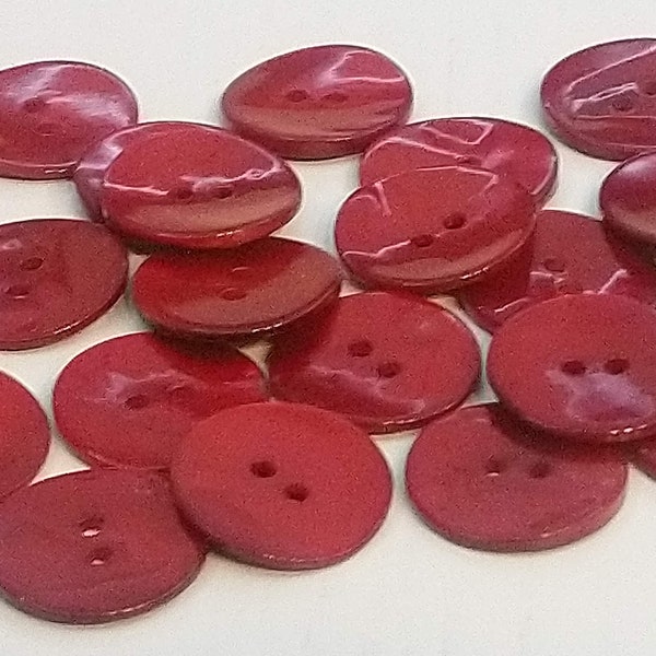 11mm, 20mm or 15mm Red Mother of Pearl Buttons - Choice of Pack Size