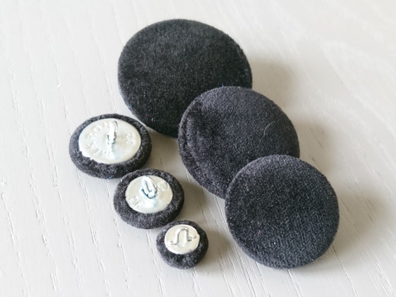 Black Velvet Buttons 10mm 16mm 18mm 20mm 23mm 25mm 31mm 37mm Small /& Large
