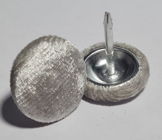 Upholstery Buttons, Silver Crushed Velvet Nail on Buttons for Furniture 