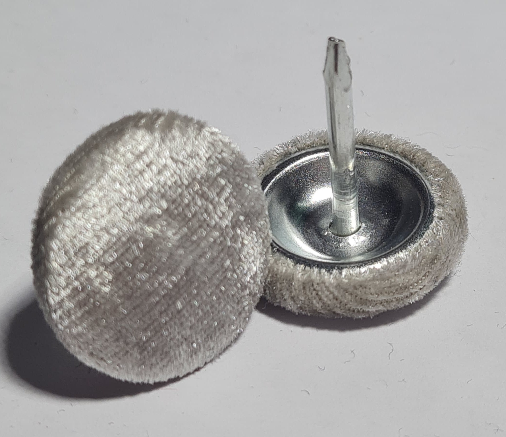 Upholstery Buttons, Silver Crushed Velvet Nail on Buttons for