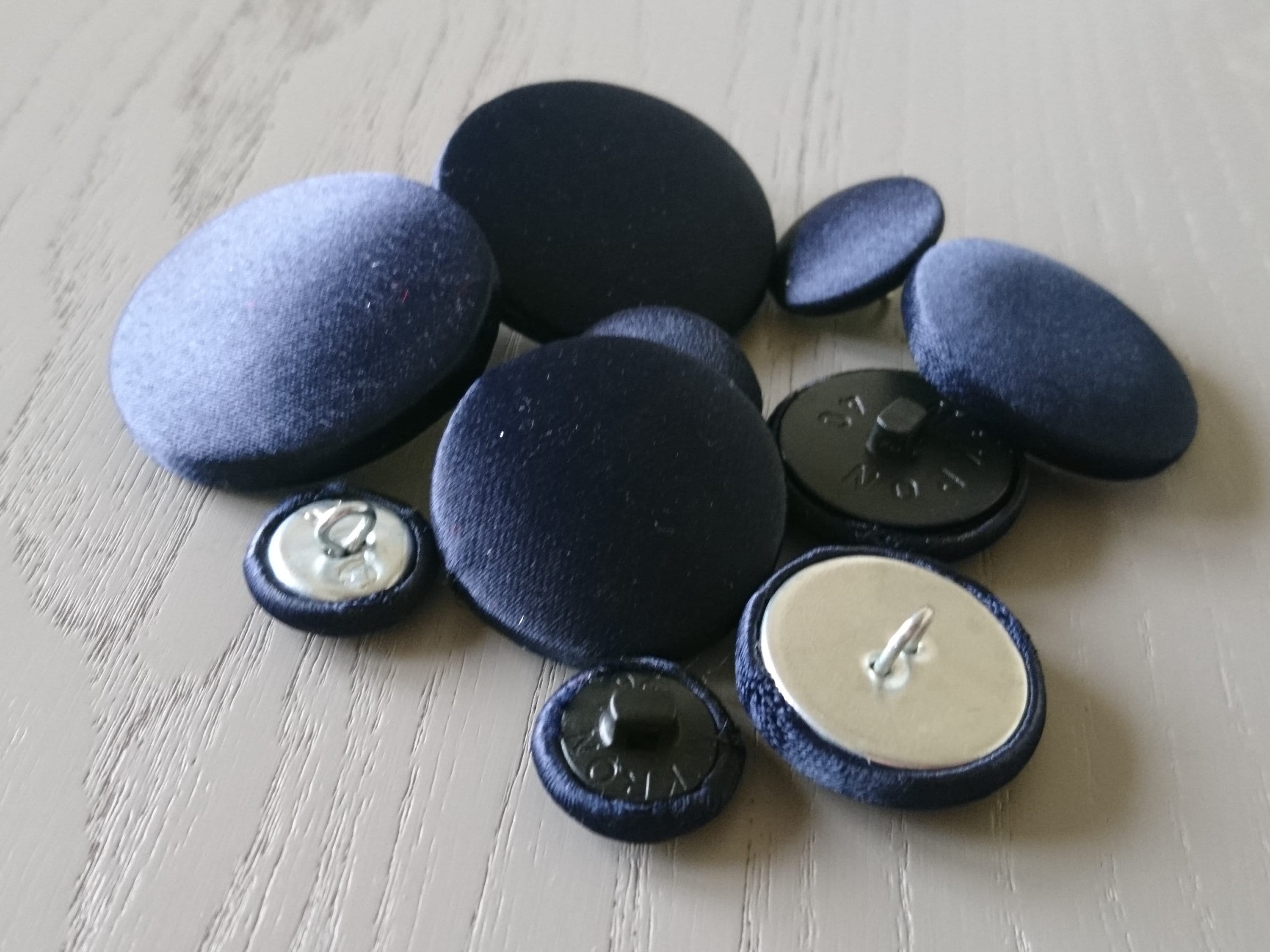 Blue Buttons Pack of Navy Satin Shank Back Buttons or Loop Etsy