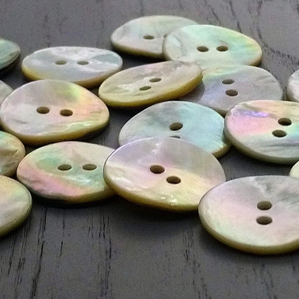 Boutons en nacre naturelle 11mm, 15mm, 18mm, 20mm, 23mm, 28mm ou 34mm - Choix de la taille de l’emballage