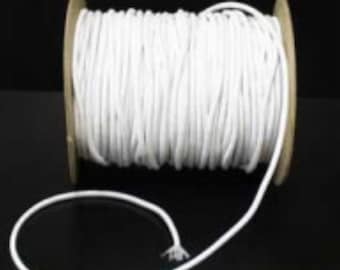 3mm White Extra Thick Round Corded Elastic - Sold by the Metre