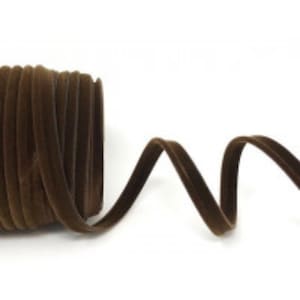 10mm Wide Chocolate Brown Velvet Piping Trim, Piping Cord