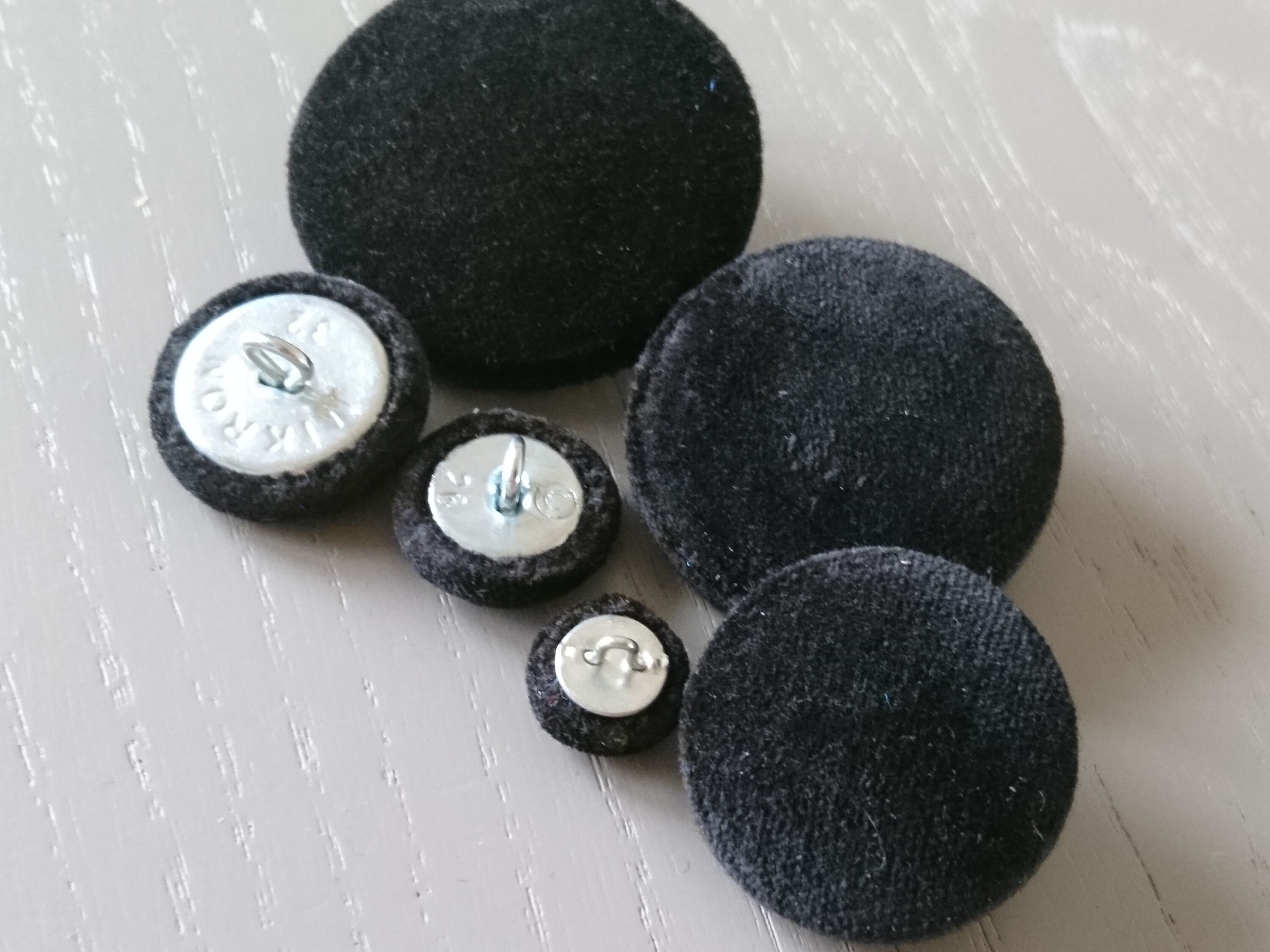 Pack of Black Velvet Buttons, Shank Back Buttons or Loop