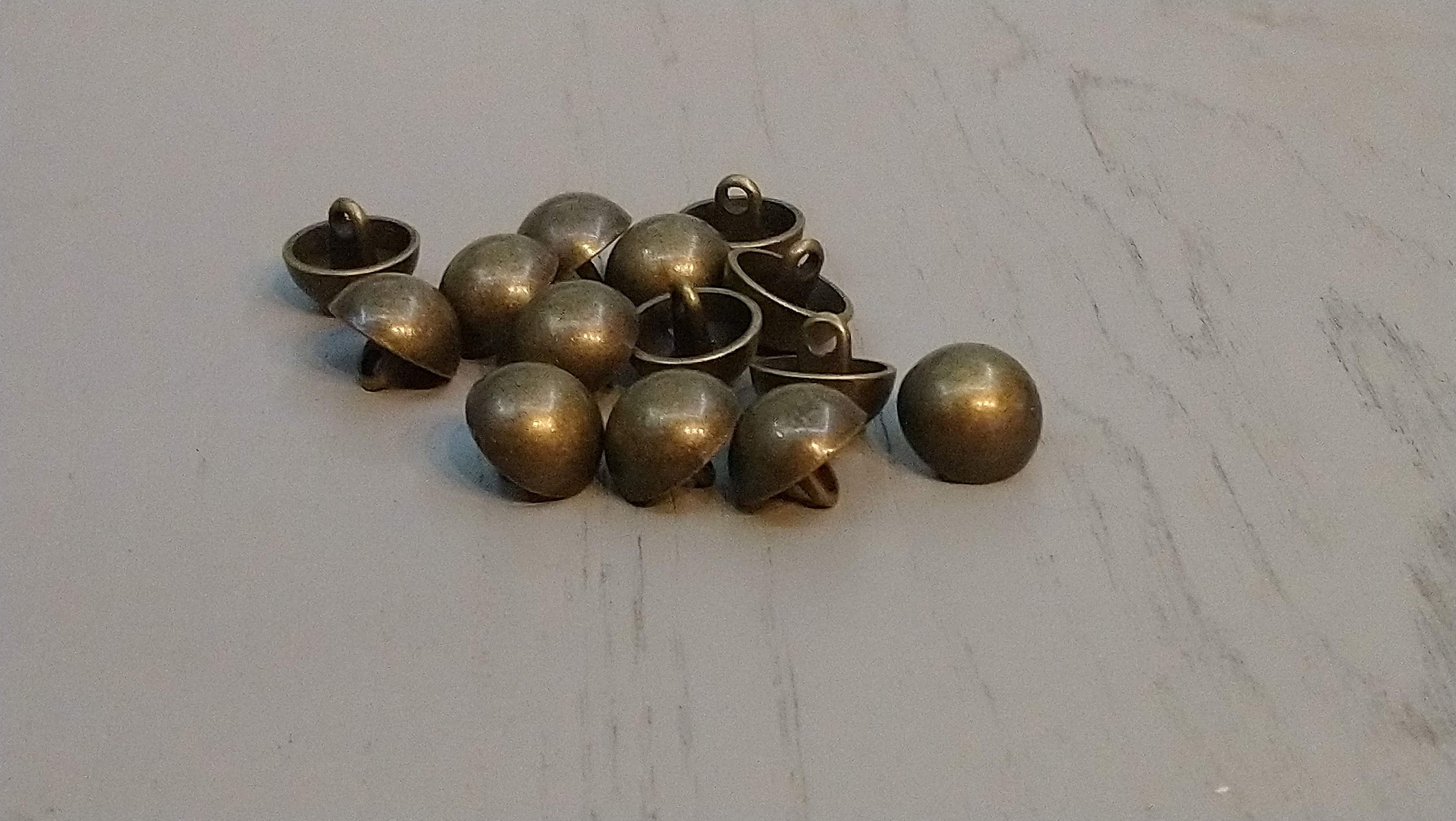 1920s Brass Metal Shank Buttons 7/8 Inch Set of 4