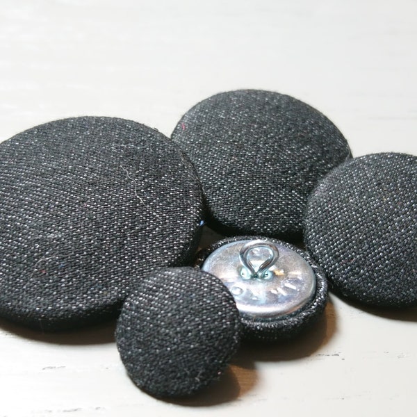 Boutons gris anthracite denim, lot de boutons - différentes tailles de boutons