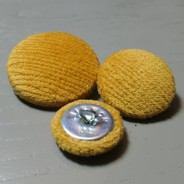 Handmade Yellow Velvet Buttons, Sewing Supplies, Upholstery Buttons