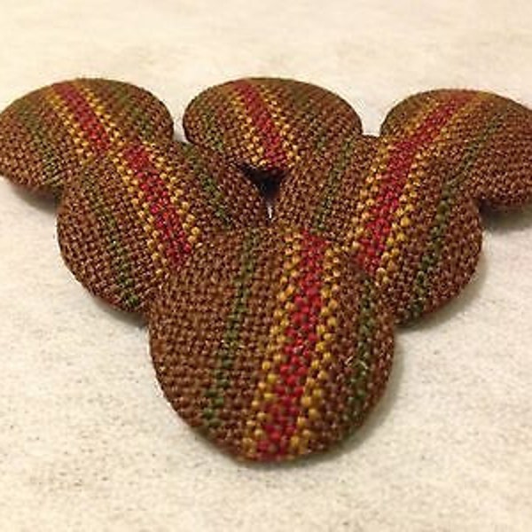 Brown Buttons, Patterned Buttons, with Red Stripe, Fabric Covered Buttons, Loop Shank Back, 25mm & 31mm Large Buttons, Coat Buttons