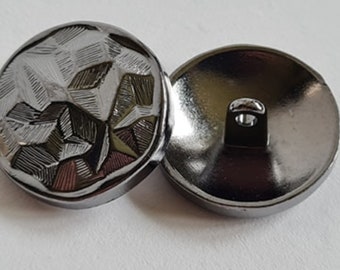 23mm Grey Metal Shank Button with a Patterned Structure