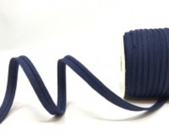 10mm Wide Navy Blue Linen/Cotton Mix Flanged Piping Trim, Piping Cord