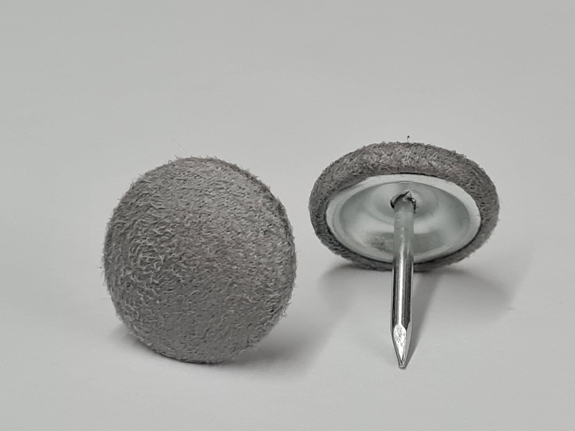 Upholstery Buttons, Silver Grey Faux Suede Buttons, Fabric Covered Nail Back Buttons, Button Backing