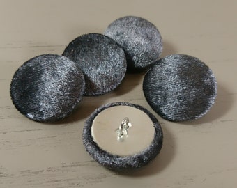 Graphite Dark Grey Fabric Covered Velvet Buttons, Various Button & Pack Sizes