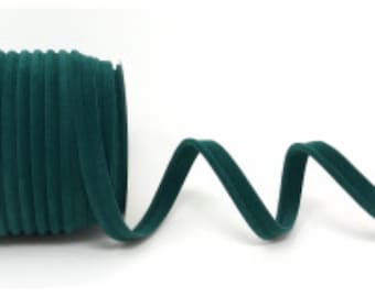 10mm Wide Forest Green Velvet Piping Trim, Piping Cord