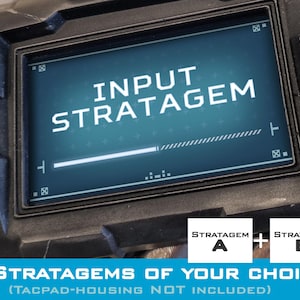Hellpad animated arm-display screen for your tac-pad, showing 2 stratagems. No electronics needed!