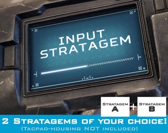 Hellpad animated arm-display screen for your tac-pad, showing 2 stratagems. No electronics needed!