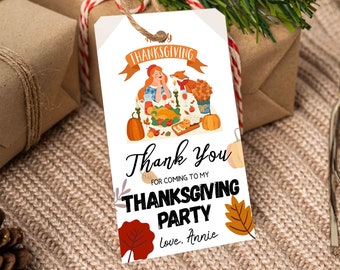 Editable Thanksgiving Dinner Party Vintage Favor Tags Thank You Label Vintage Gift Tags Template Digital Printable Download