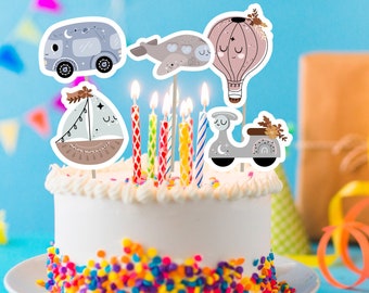 Vehicles Trucks Transportation Printable Cake Topper Decor Centerpiece or Digital Instant Download / Vehicles Trucks Decoration Cutouts