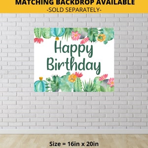 Succulents Cactus Happy Birthday Banner Flags Printable - Etsy