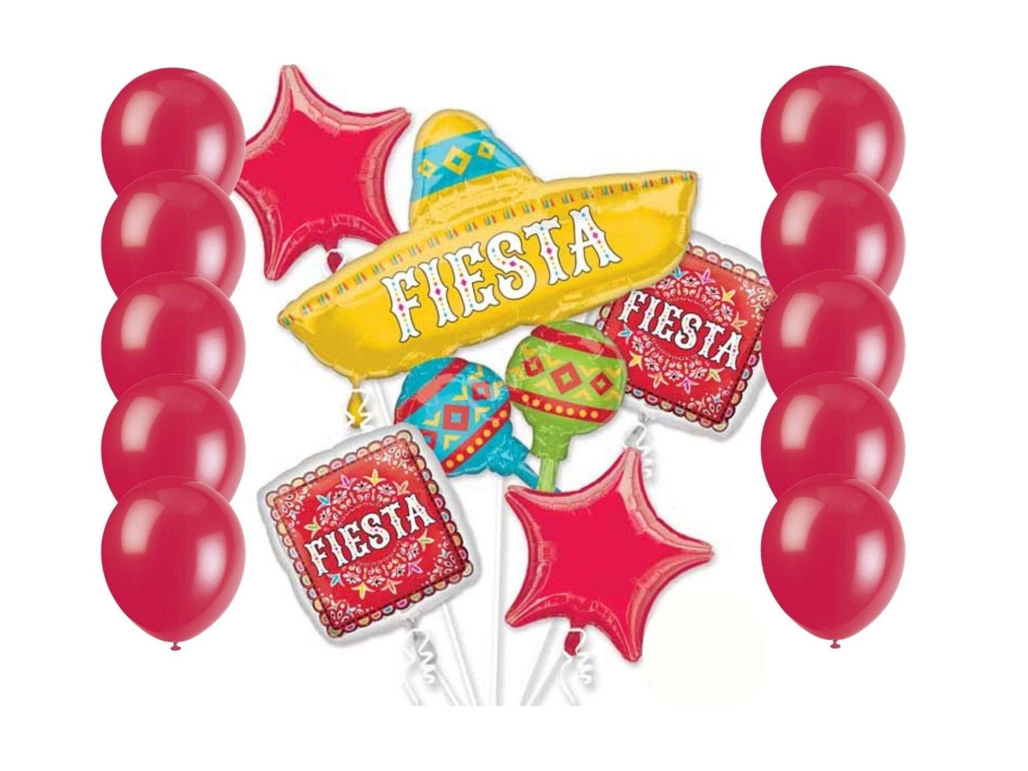 Fiesta Mexican Party Balloons Set Mexican Party Supplies Etsy