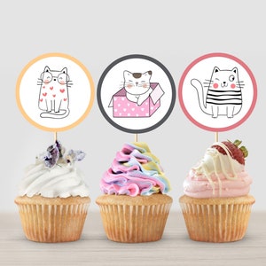 Cat Pet Puuurfect Cupcake Toppers Printable Digital Instant Download Cat Pet Puuurfect Birthday Party Supplies decorations image 2