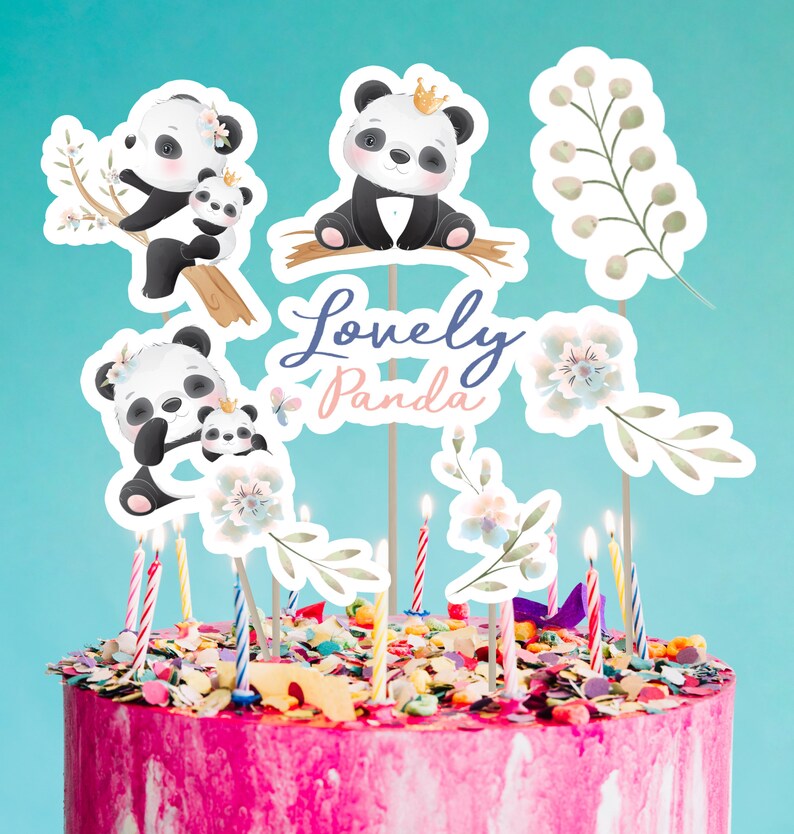 Panda Printable Cake Topper Decor Centerpiece or Digital Props - Etsy