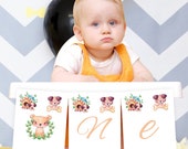 Safari Wild Animals High Chair Banner Safari Wild Animals Girl Boy 1st First Birthday ONE Safari Wild Animals Party Printable Download