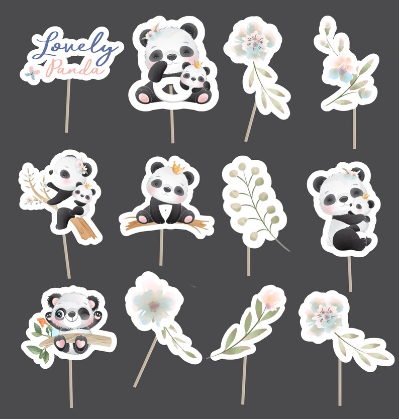 Panda Printable Cake Topper Decor Centerpiece or Digital Props - Etsy