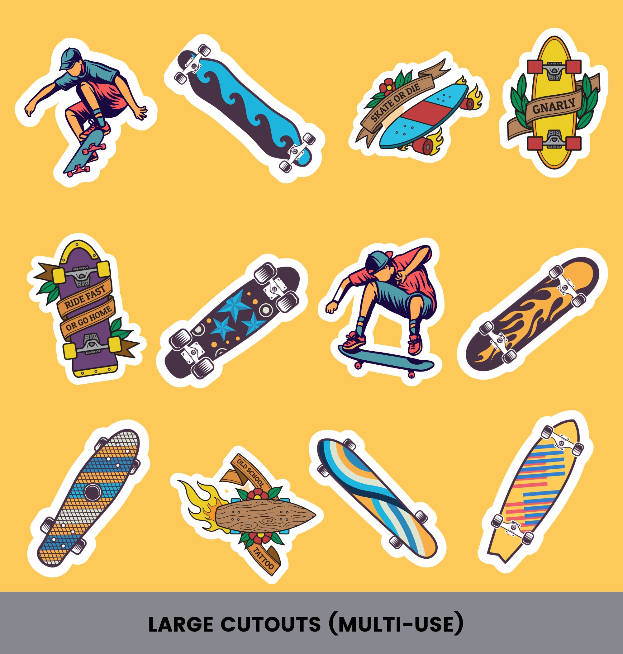 Skateboarding Skater Printable Cake Topper Decor Centerpiece or Digital ...