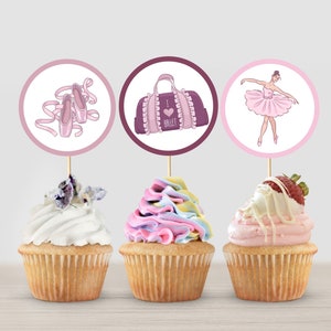 Ballerina Birthday Party Printable Cupcake Toppers Picks Digital ...