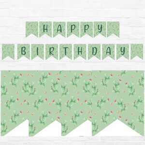 Succulents Cactus Happy Birthday Banner Flags Printable - Etsy