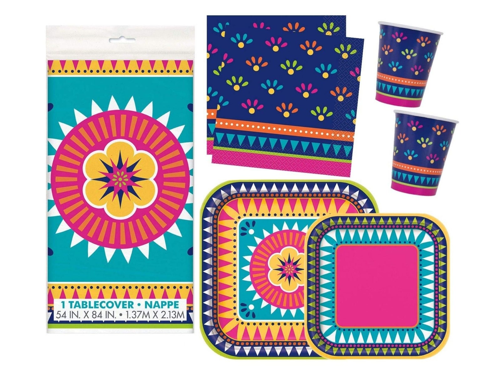 Boho Floral Fiesta Plates Cups Napkins and Tablecover Etsy