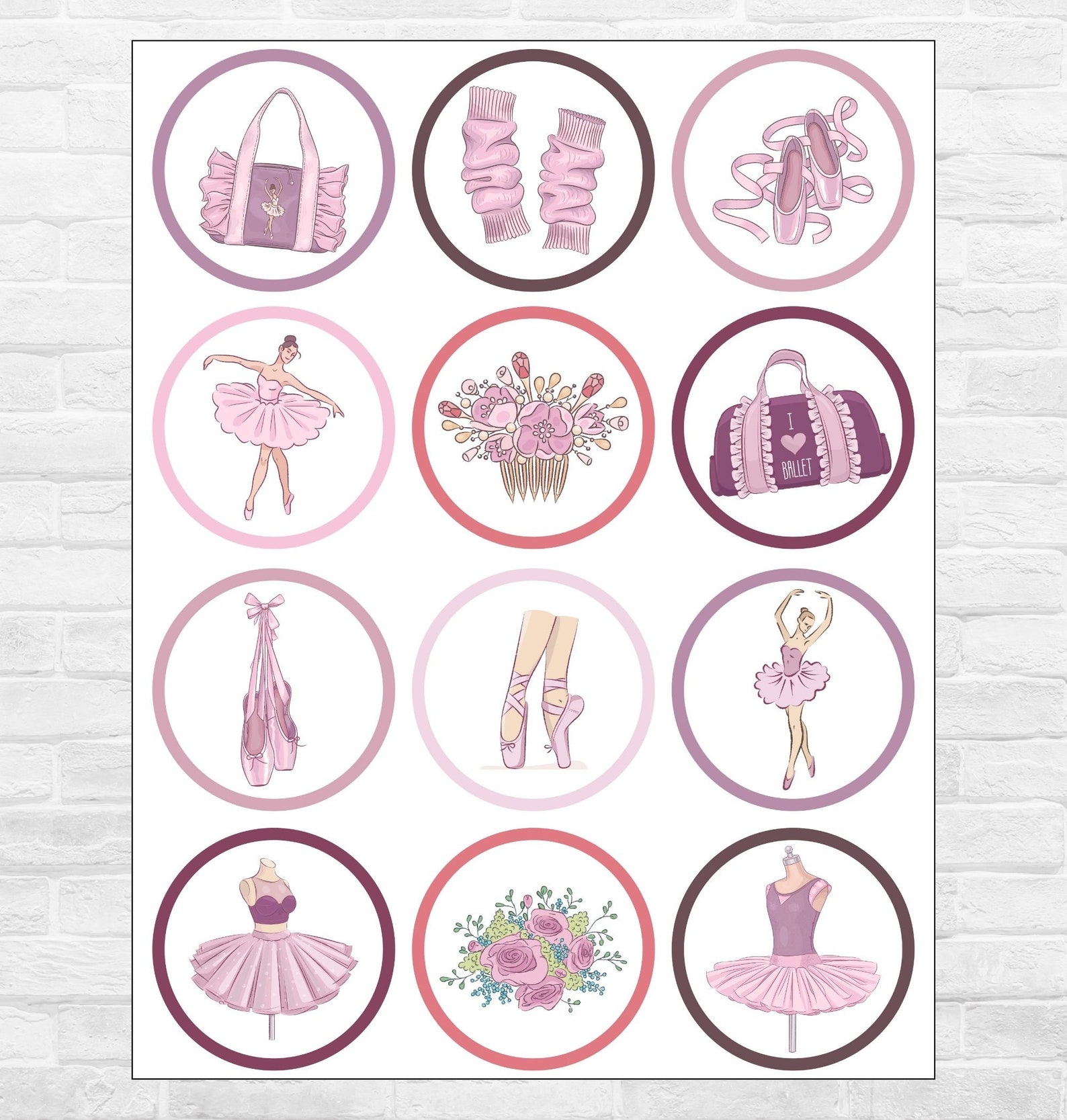 Ballerina Birthday Party Printable Cupcake Toppers Picks Digital ...
