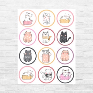 Cat Pet Puuurfect Cupcake Toppers Printable Digital Instant Download Cat Pet Puuurfect Birthday Party Supplies decorations image 1