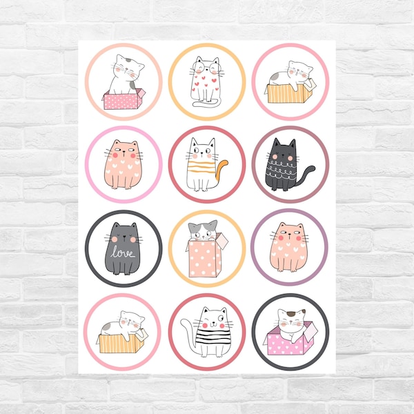 Cat Pet Puuurfect Cupcake Toppers Printable Digital Instant Download | Cat Pet Puuurfect Birthday Party Supplies decorations