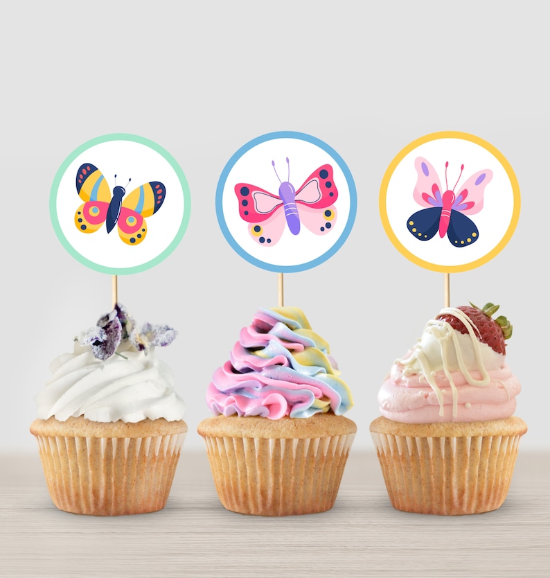 Butterfly Cupcake Toppers Printable Digital Instant Download Butterfly