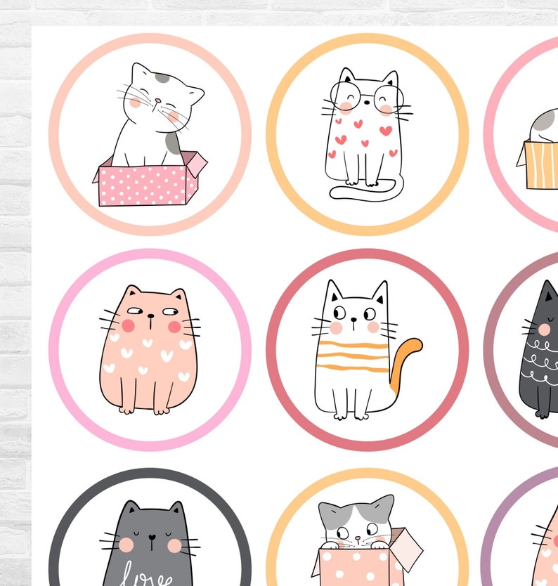 Cat Pet Puuurfect Cupcake Toppers Printable Digital Instant Download Cat Pet Puuurfect Birthday Party Supplies decorations image 3