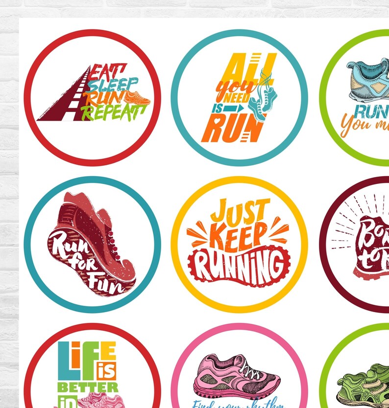 Runner Running Cupcake Toppers Picks or Gift Tags Printable Digital Instant Download Runner ...