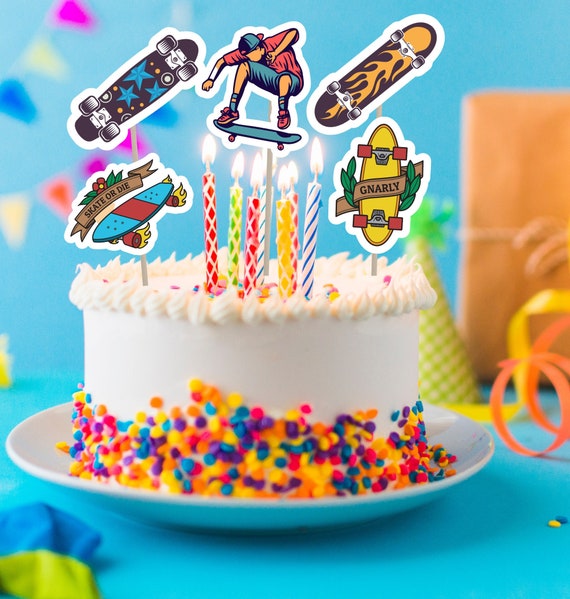 Skateboarding Skater Printable Cake Topper Decor Centerpiece Etsy