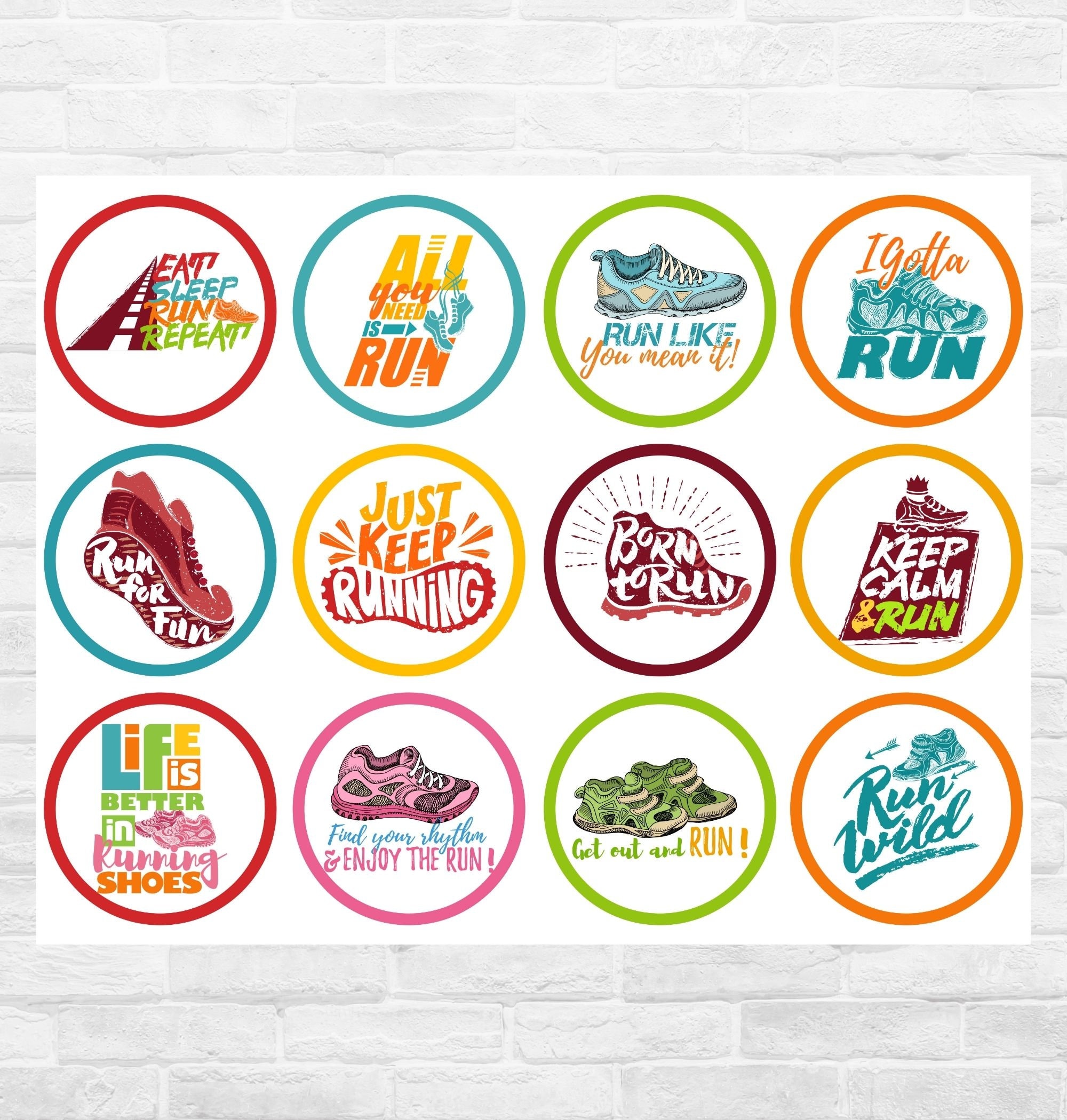 Runner Running Cupcake Toppers Picks or Gift Tags Printable Digital