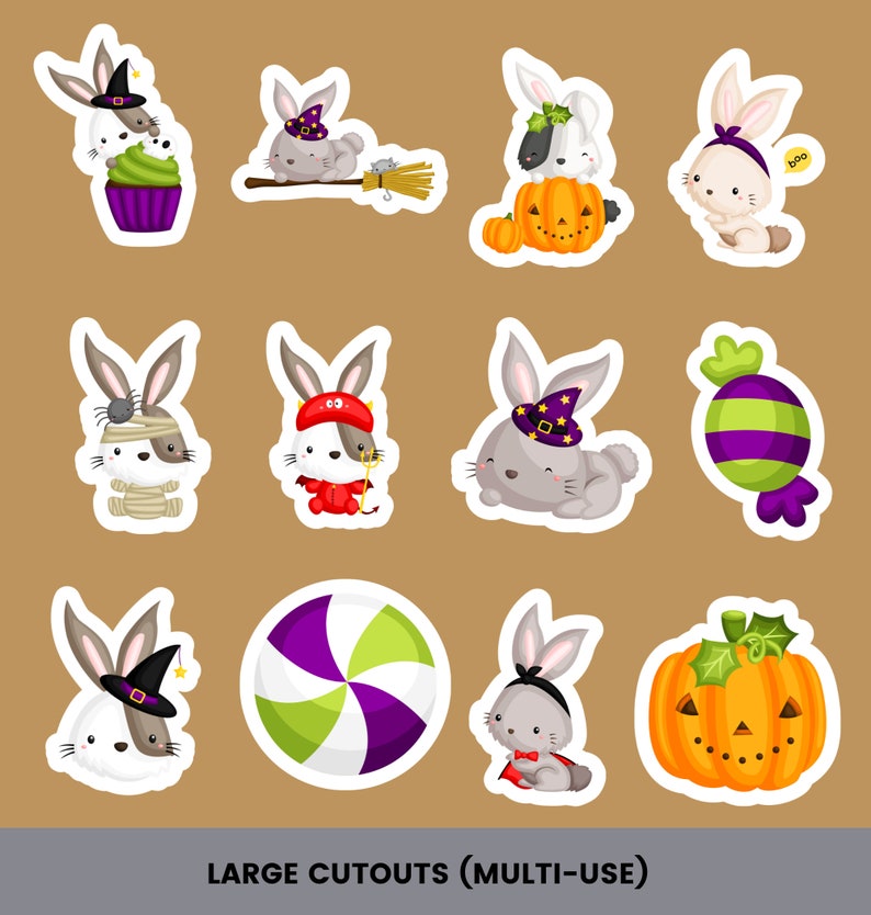 Halloween Rabbit Printable Cake Topper Table Decor Centerpiece Etsy