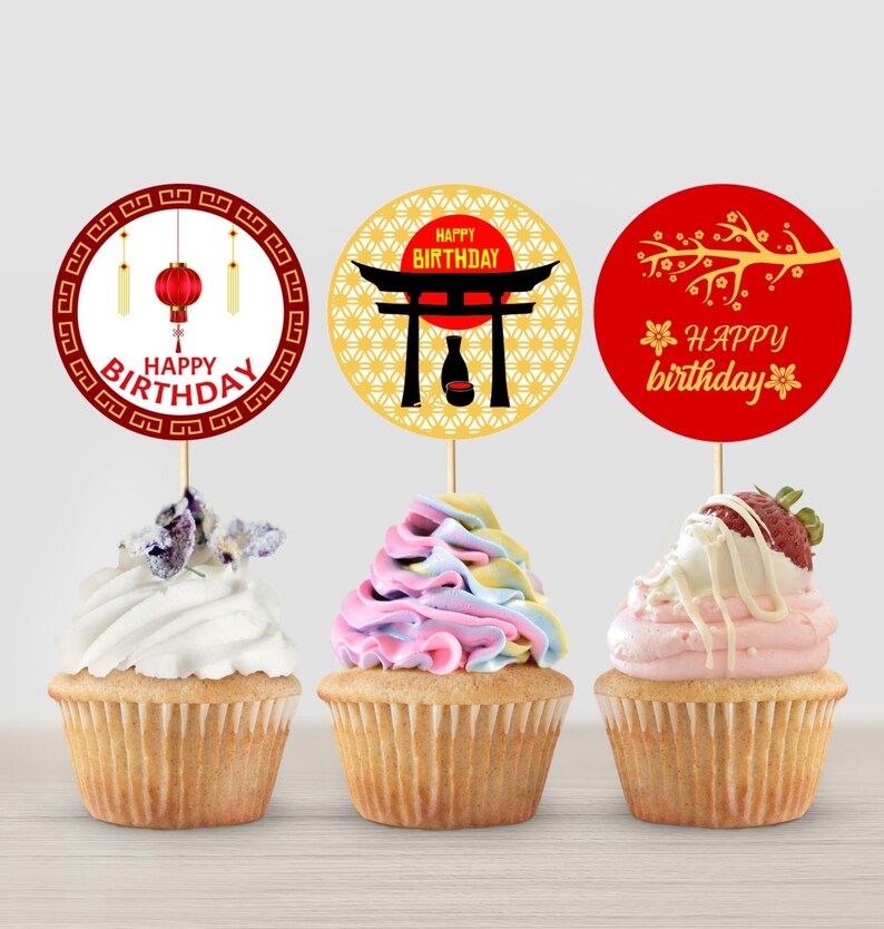 Asian Chinese Japanese Cupcake Toppers Printable Digital | Etsy Canada