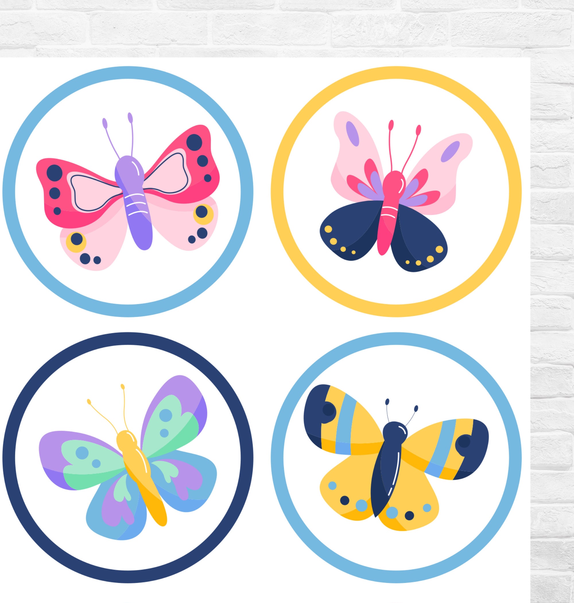 Butterfly Cupcake Toppers Printable Digital Instant Download Butterfly